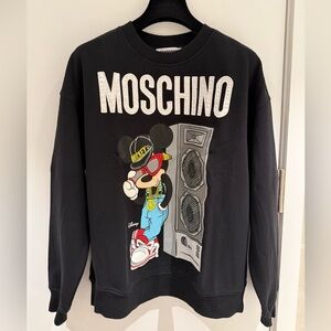 Moschino Black Graphic Crewneck Sweater